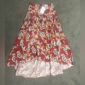 NWT Basement Floral High Low Flare Skirt EUR Size m 100% Viscosa